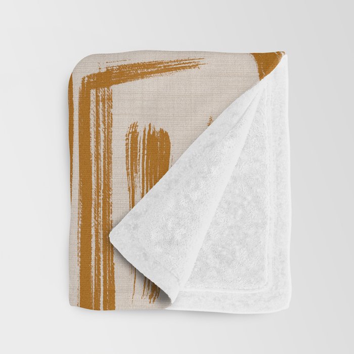 Amber Brushstrokes - Abstract Mid Century Modern Throw Blanket Gallery Image 3