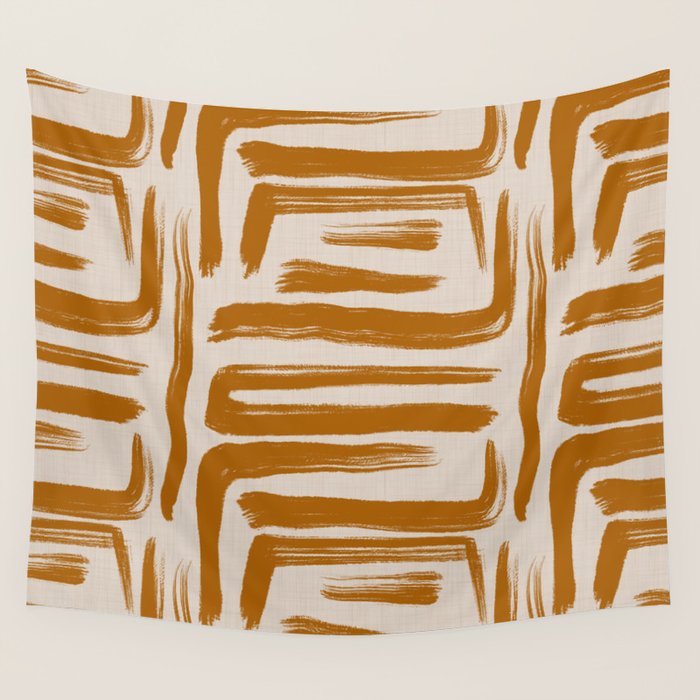 Amber Brushstrokes - Abstract Mid Century Modern Wall Tapestry Gallery Image 4