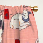 Vintage Japanese Woodblock Print Kuniyoshi Ukiyo-e Cats Showing The Fifty Three Stations Of The Tokaido Window Curtain Gallery Image 2
