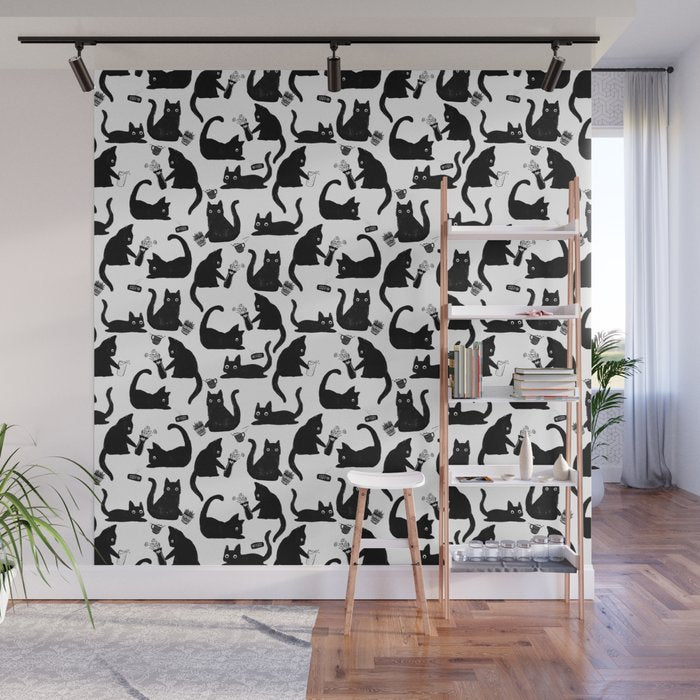 Bad Cats Knocking Stuff Over Wall Mural Gallery Image 1