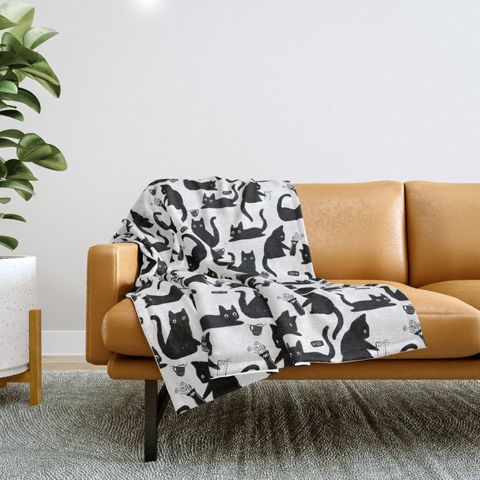 Bad Cats Knocking Stuff Over Throw Blanket Gallery Image 1