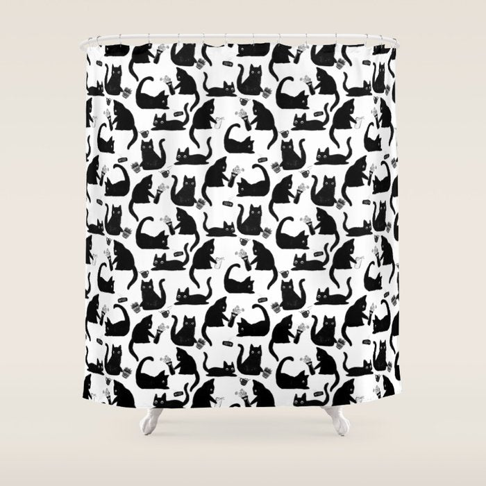 Bad Cats Knocking Stuff Over Shower Curtain Gallery Image 1