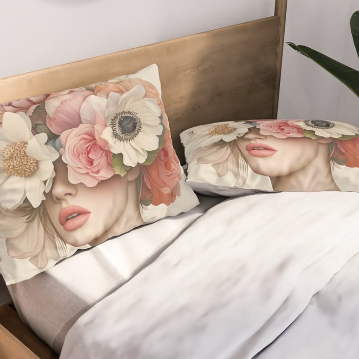 Botanical Beauty Ethereal Portrait Pillow Sham Gallery Image 2