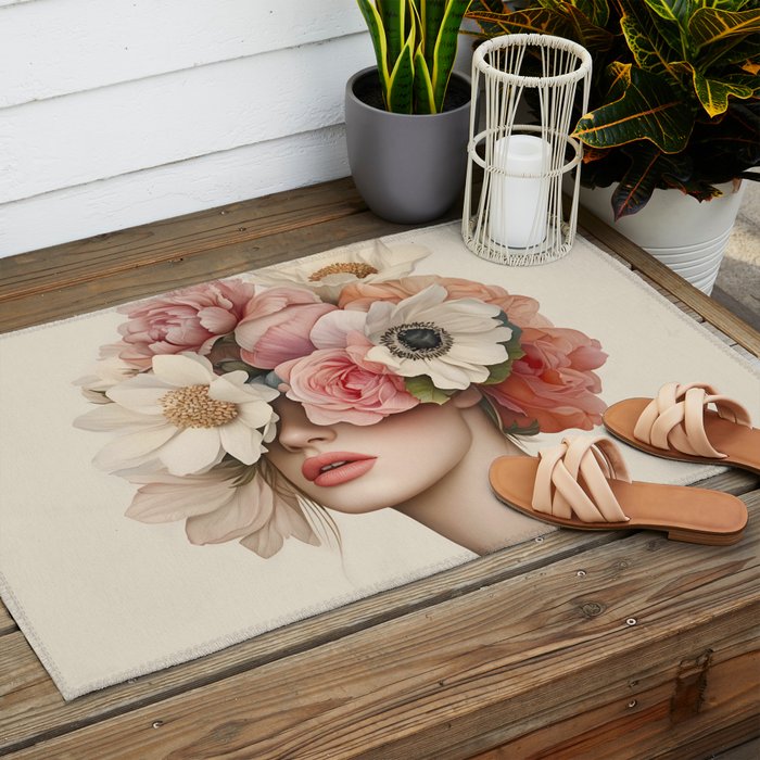 Botanical Beauty Ethereal Portrait Outdoor Rug Gallery Image 2