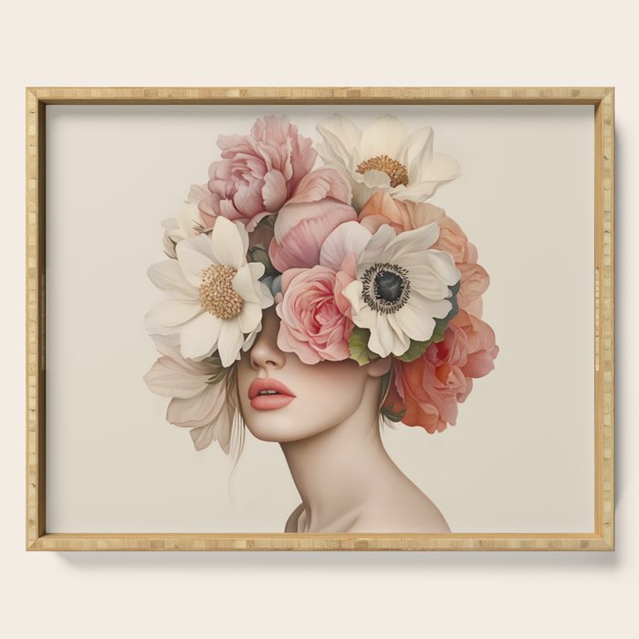 Botanical Beauty Ethereal Portrait Serving Tray Gallery Image 1