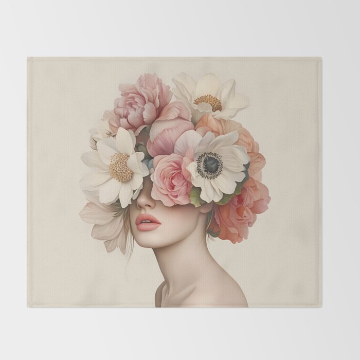 Botanical Beauty Ethereal Portrait Throw Blanket Gallery Image 2
