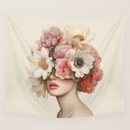 Botanical Beauty Ethereal Portrait Wall Tapestry Gallery Image 4