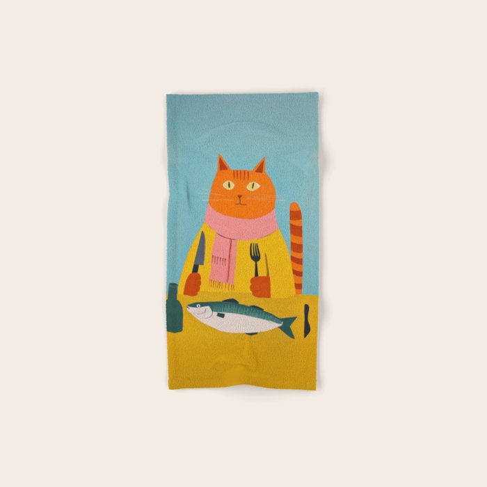 Hungry Cats Fish Feast Bath Towel Gallery Image 1