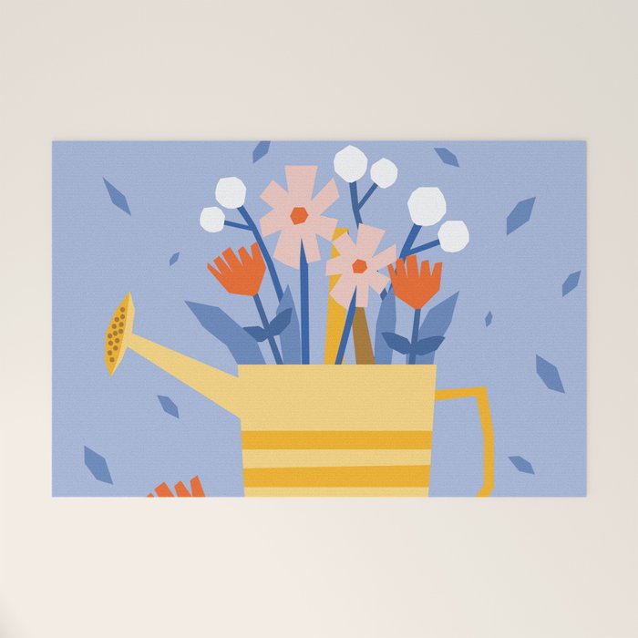 Watering can and flowers Welcome Mat Gallery Image 1