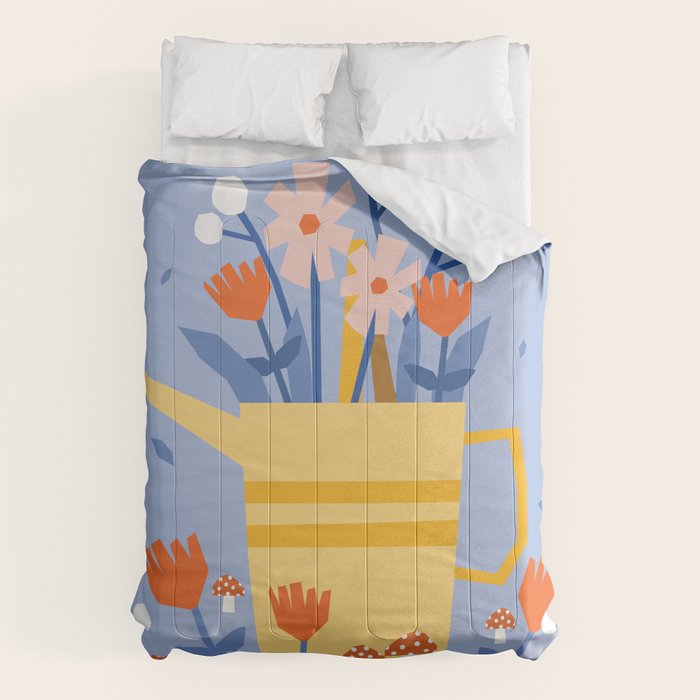 Watering can and flowers Comforter Gallery Image 1