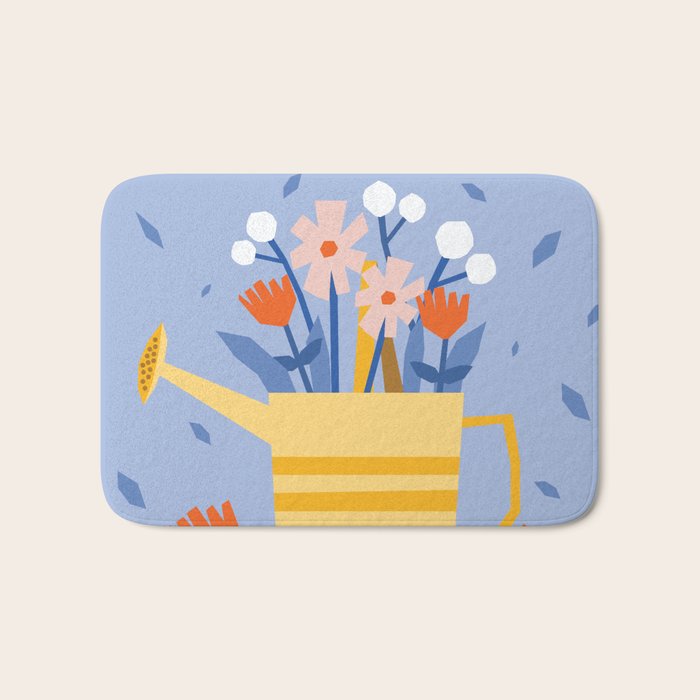 Watering can and flowers Bath Mat Gallery Image 1