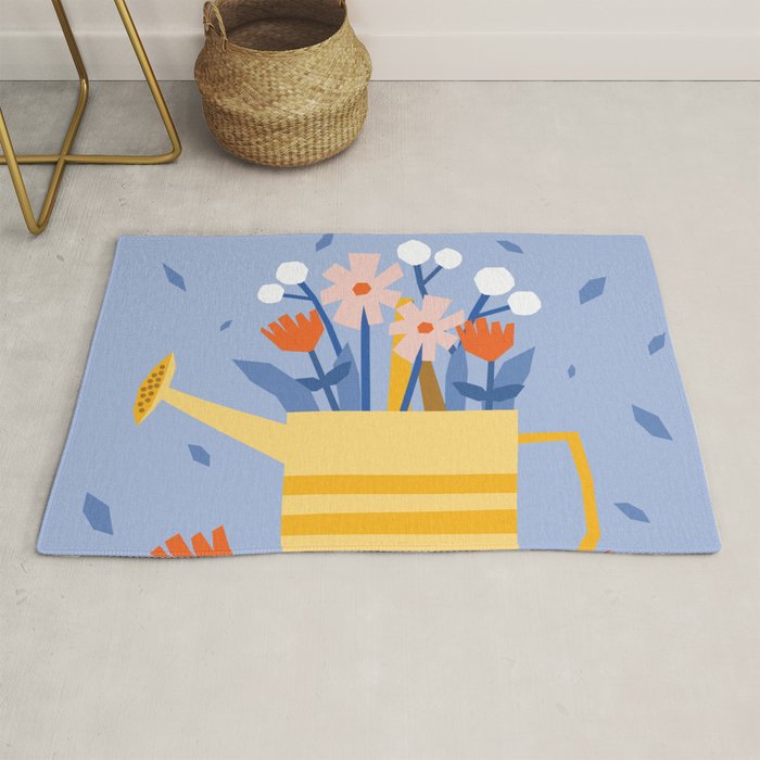 Watering can and flowers Rug Gallery Image 1