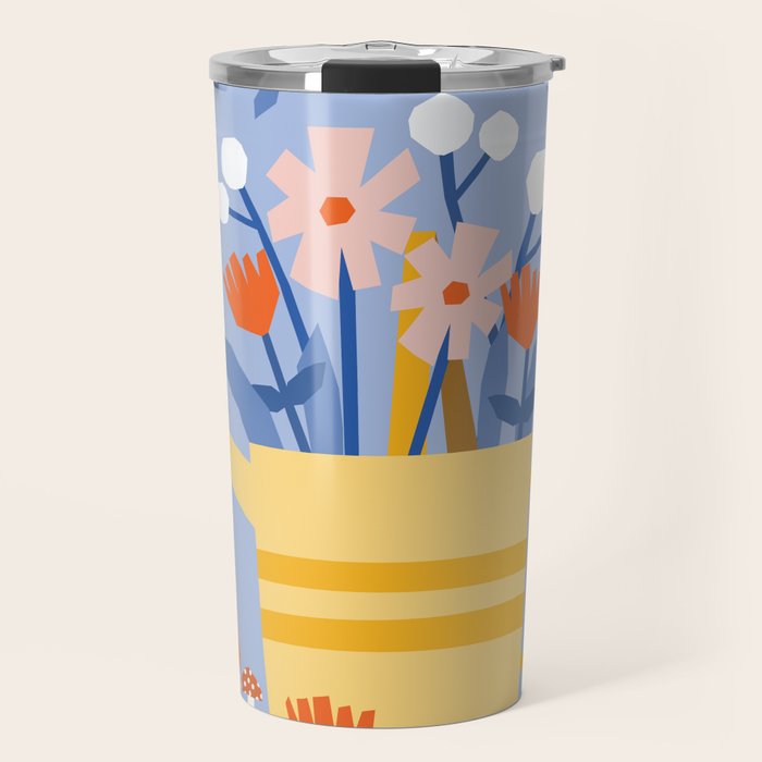Watering can and flowers Travel Mug Gallery Image 1