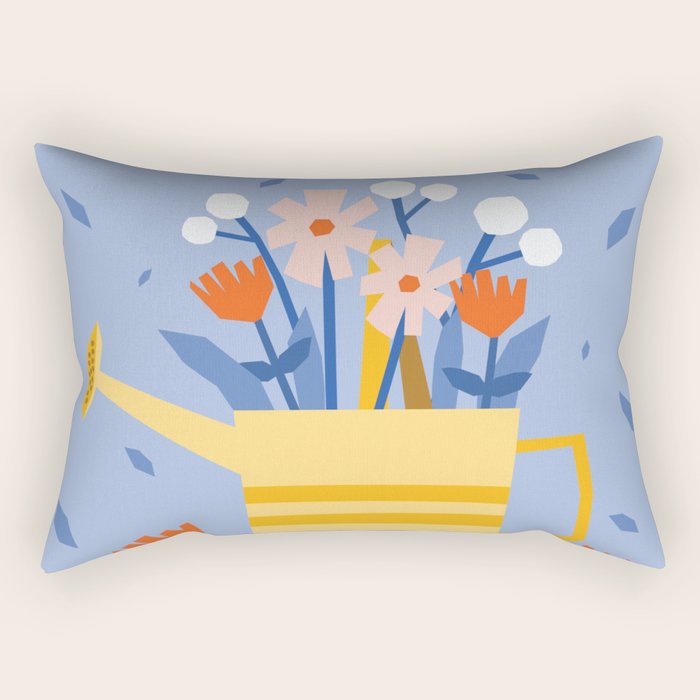 Watering can and flowers Rectangular Pillow Gallery Image 1