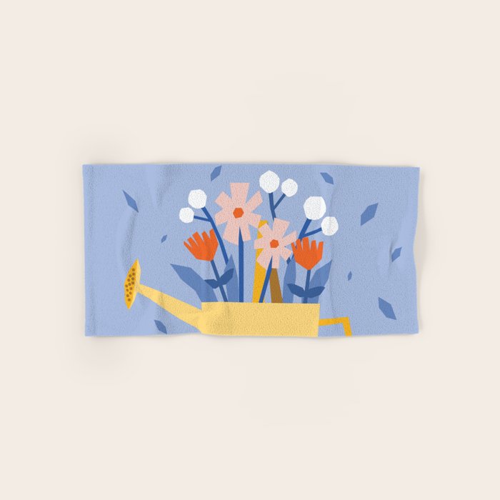 Watering can and flowers Bath Towel Gallery Image 1