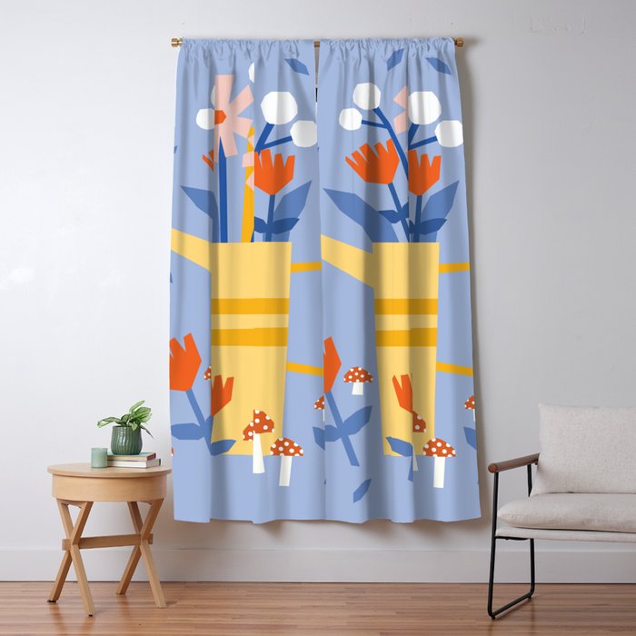 Watering can and flowers Window Curtain Gallery Image 1