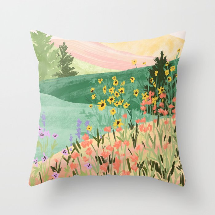 Flower Meadow Throw Pillow Gallery Image 6