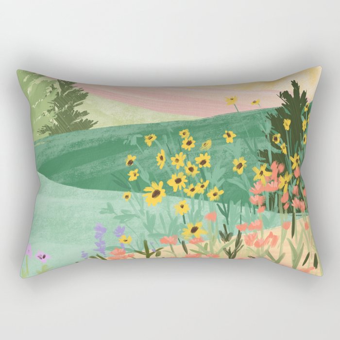 Flower Meadow Rectangular Pillow Gallery Image 1