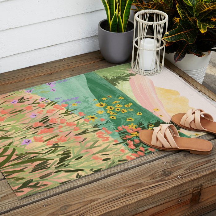 Flower Meadow Outdoor Rug Gallery Image 2