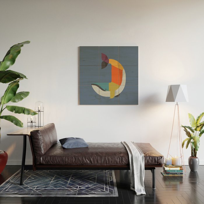 Blue Whale Wood Wall Art Gallery Image 2