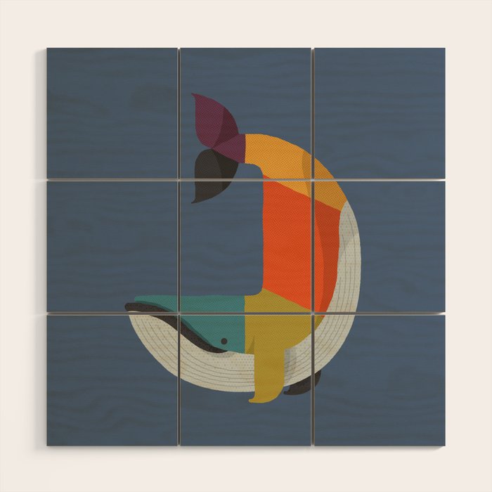 Blue Whale Wood Wall Art Gallery Image 1