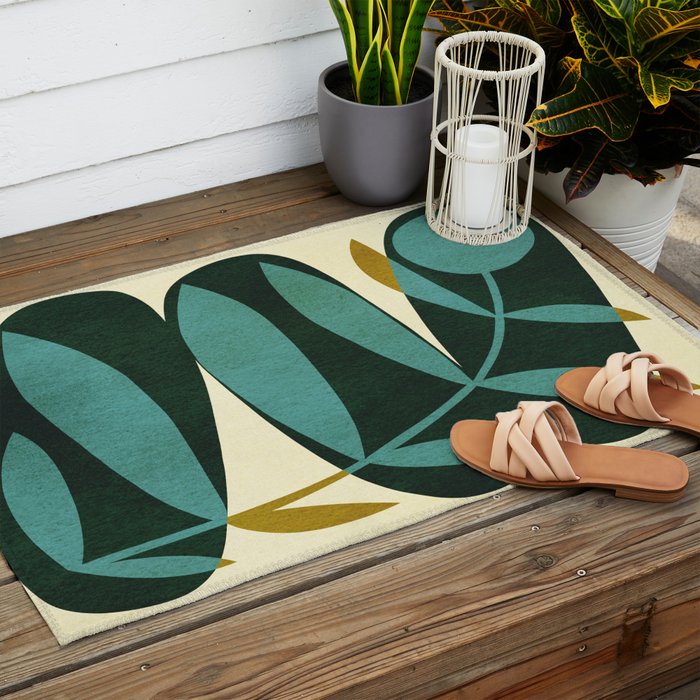 Abstract-botanical 43-2 Outdoor Rug Gallery Image 2
