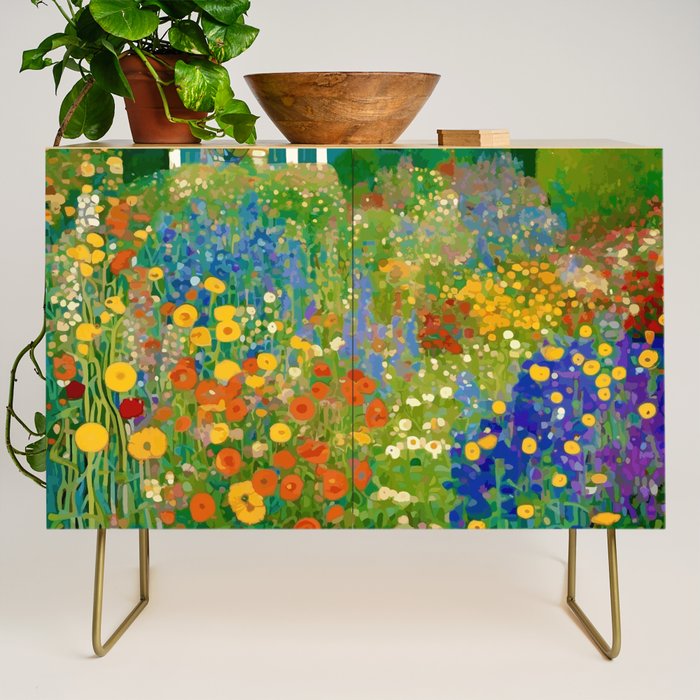 Klimt Flower Garden Colorful Landscape Credenza Gallery Image 1