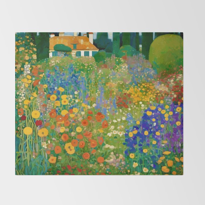 Klimt Flower Garden Colorful Landscape Throw Blanket Gallery Image 2