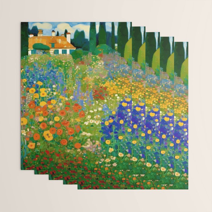 Klimt Flower Garden Colorful Landscape Wrapping Paper Gallery Image 3