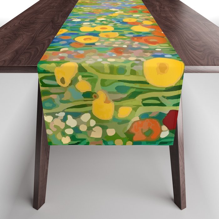 Klimt Flower Garden Colorful Landscape Table Runner Gallery Image 1
