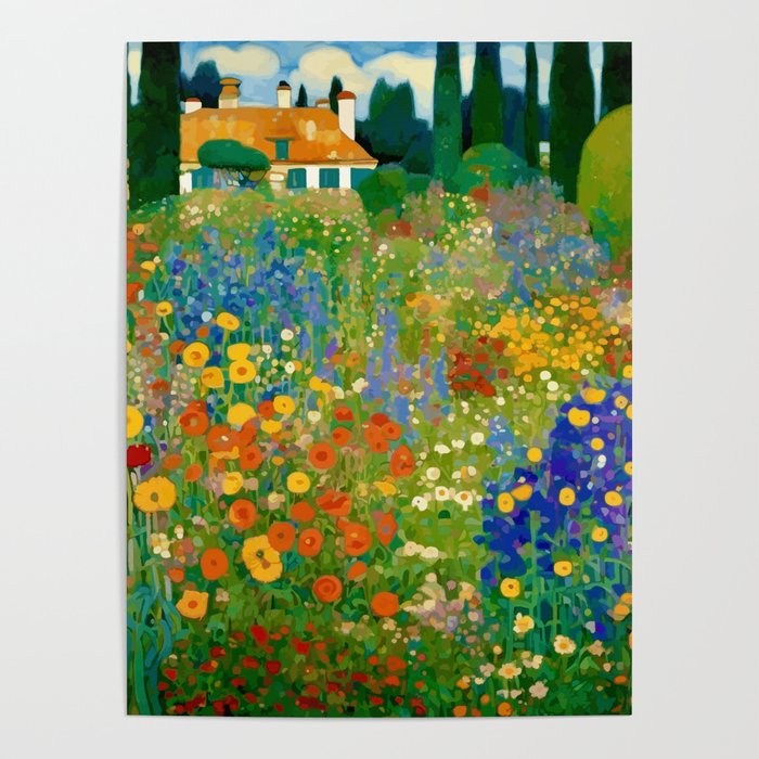 Klimt Flower Garden Colorful Landscape Poster Gallery Image 4
