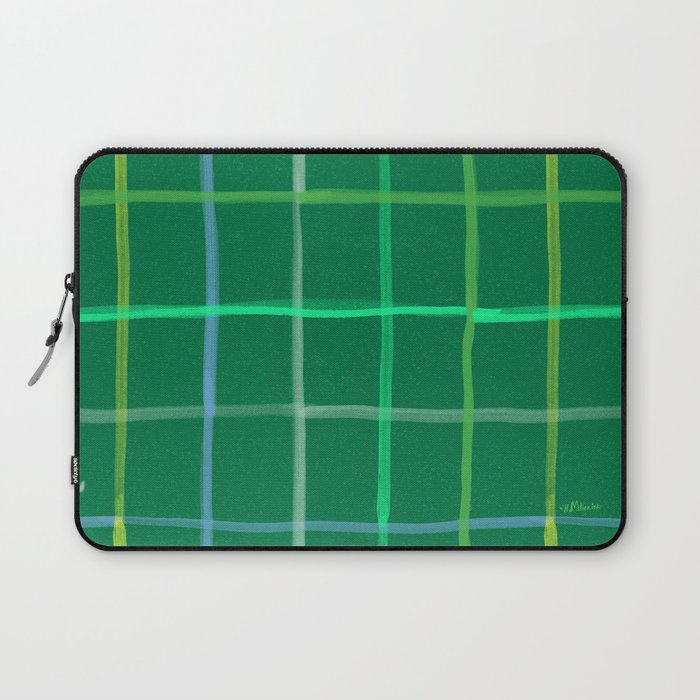 Abstract Tennis Net Pattern in Grass Green Laptop Sleeve Gallery Image 1