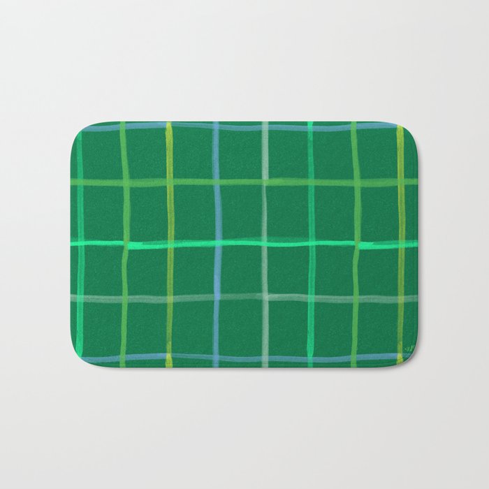 Abstract Tennis Net Pattern in Grass Green Bath Mat Gallery Image 1