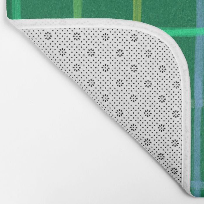 Abstract Tennis Net Pattern in Grass Green Bath Mat Gallery Image 2