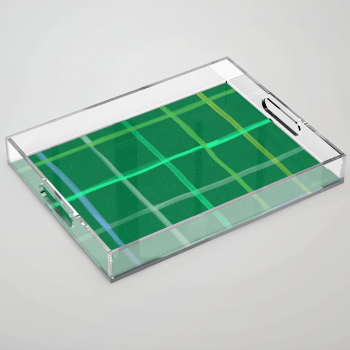 Abstract Tennis Net Pattern in Grass Green Acrylic Tray Gallery Image 1