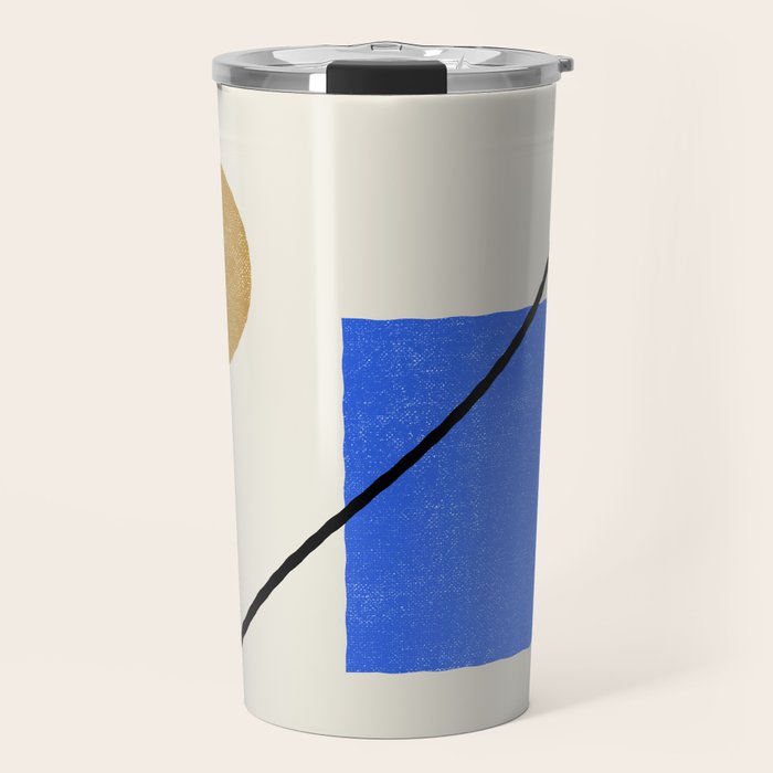 Circle Square Line - Blue Gold Travel Mug Gallery Image 1