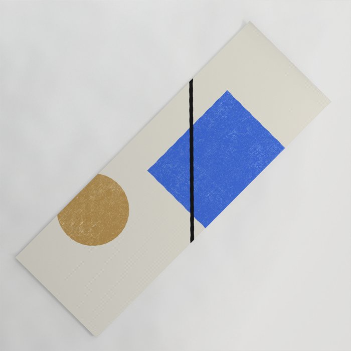 Circle Square Line - Blue Gold Yoga Mat Gallery Image 1