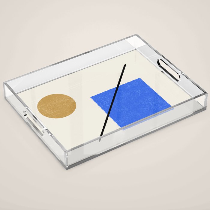 Circle Square Line - Blue Gold Acrylic Tray Gallery Image 1