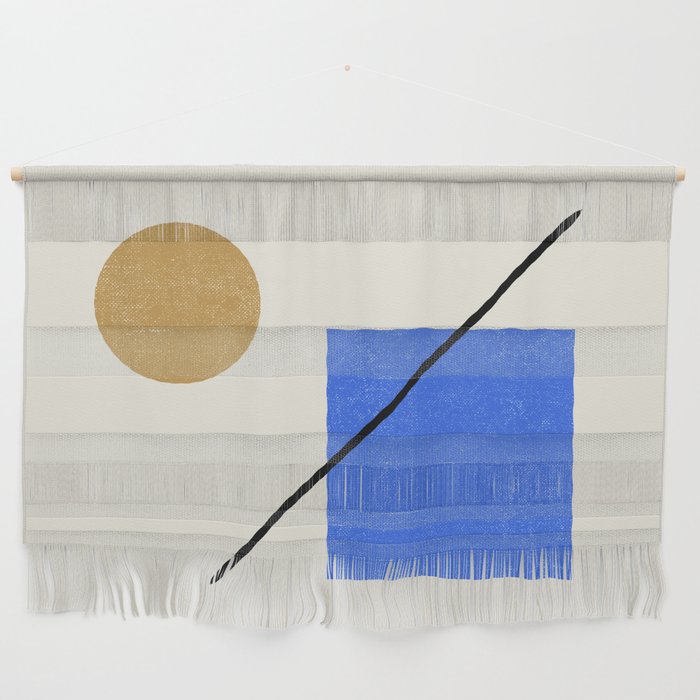 Circle Square Line - Blue Gold Wall Hanging Gallery Image 1