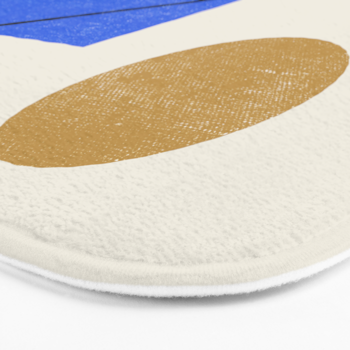 Circle Square Line - Blue Gold Bath Mat Gallery Image 3