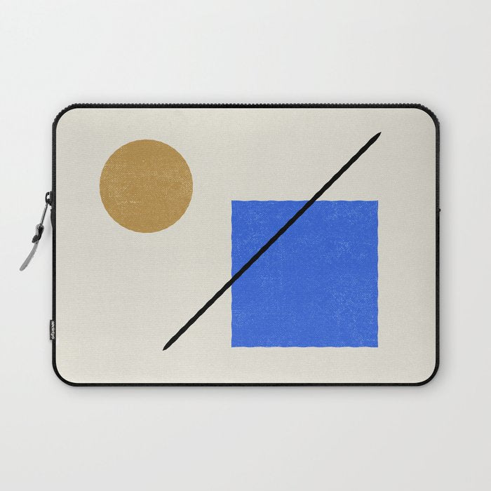 Circle Square Line - Blue Gold Laptop Sleeve Gallery Image 1