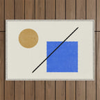 Circle Square Line - Blue Gold Outdoor Rug Gallery Image 1