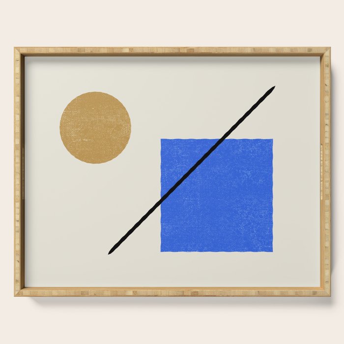 Circle Square Line - Blue Gold Serving Tray Gallery Image 1
