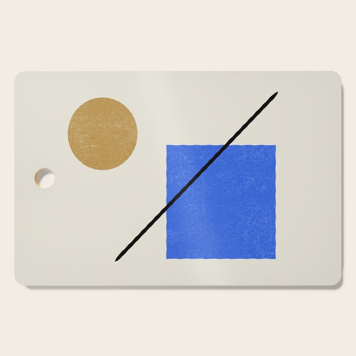 Circle Square Line - Blue Gold Cutting Board Gallery Image 1