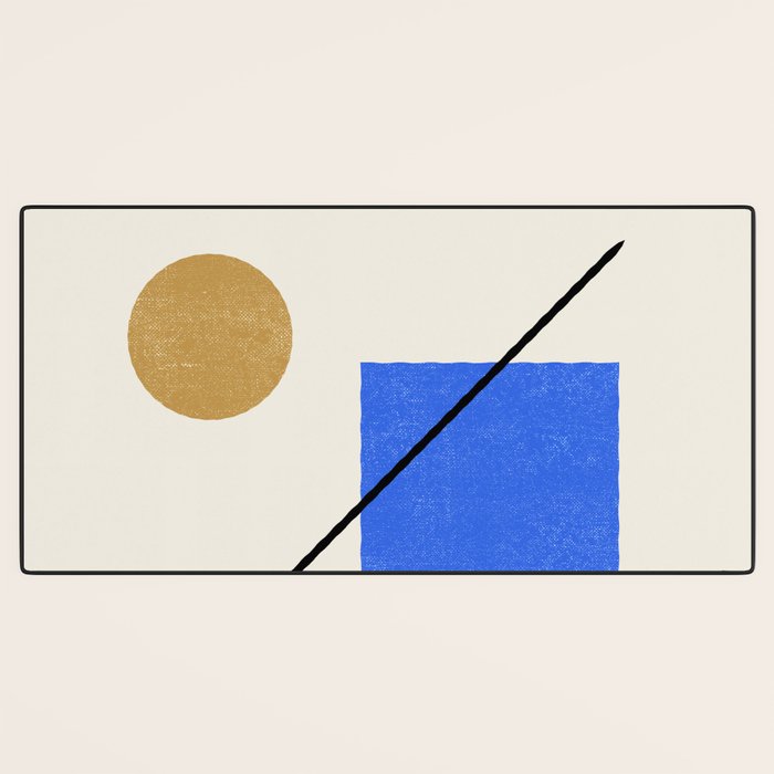 Circle Square Line - Blue Gold Desk Mat Gallery Image 3