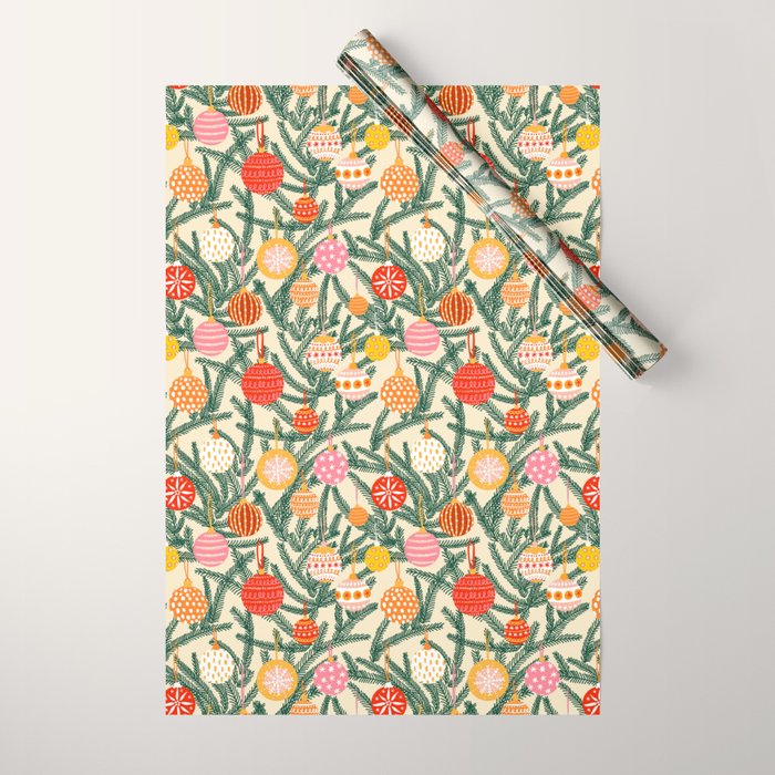 Christmas Baubles Pattern Wrapping Paper Gallery Image 1