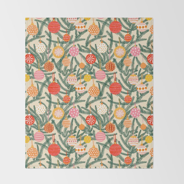 Christmas Baubles Pattern Throw Blanket Gallery Image 2