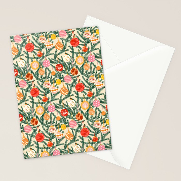 Christmas Baubles Pattern Stationery Card Gallery Image 2