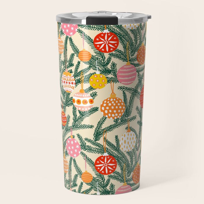 Christmas Baubles Pattern Travel Mug Gallery Image 1
