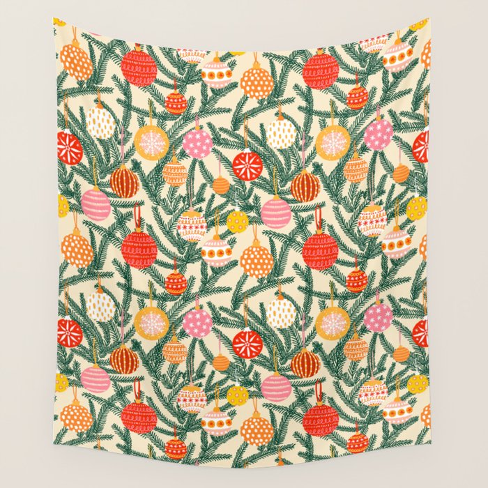 Christmas Baubles Pattern Wall Tapestry